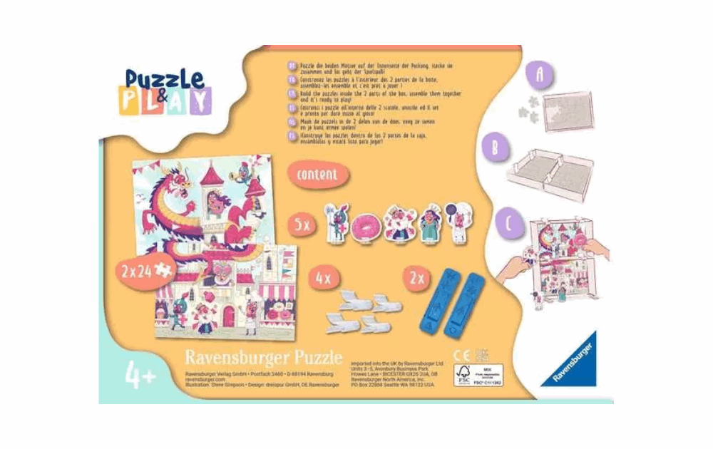 Ravensburger Children's donut dragon puzzle set featuring colorful designs and fun characters