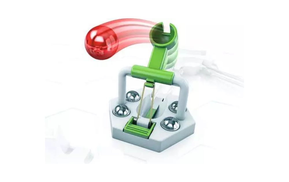 Gravitrax Element Catapult accessory for enhancing marble runs in building and physics games