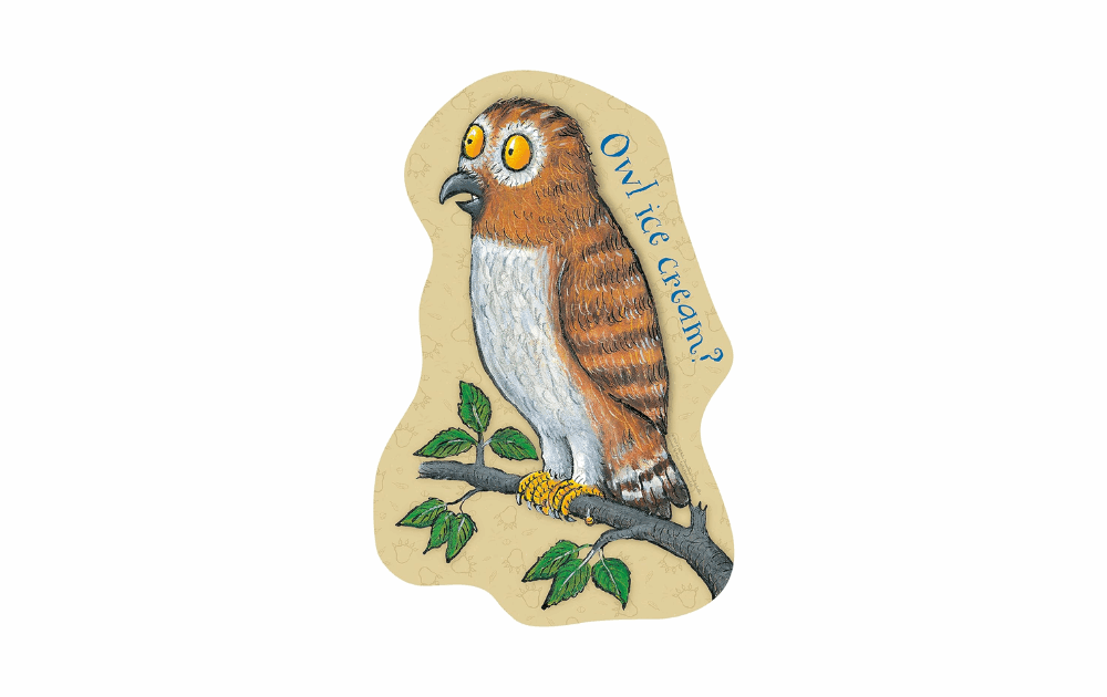 Ravensburger Gruffalo jigsaw puzzles featuring an owl on a branch with colorful illustrations