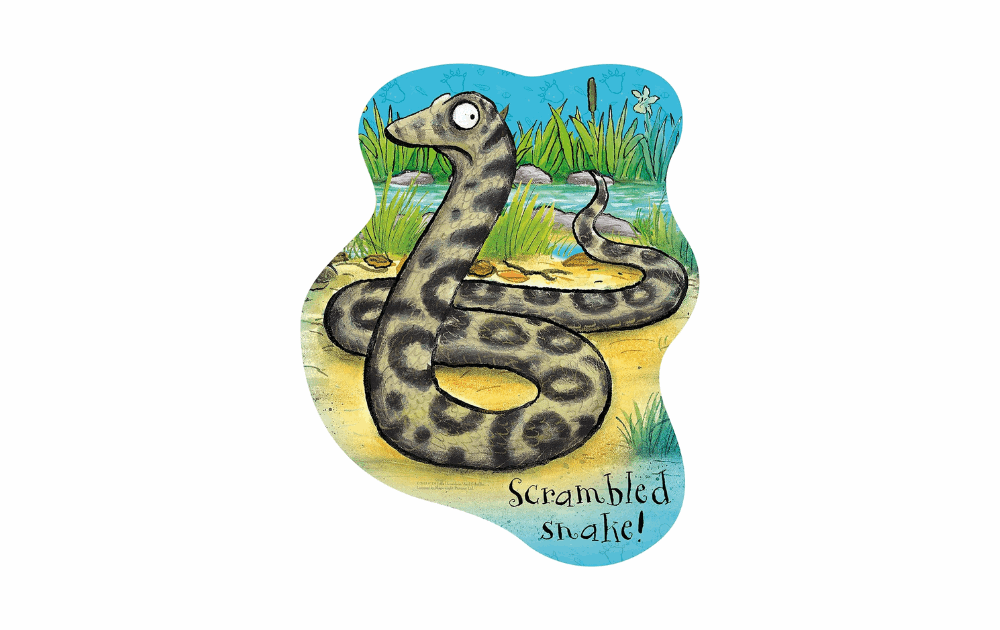 Ravensburger Gruffalo jigsaw puzzles featuring Scrambled Snake in a vibrant nature scene