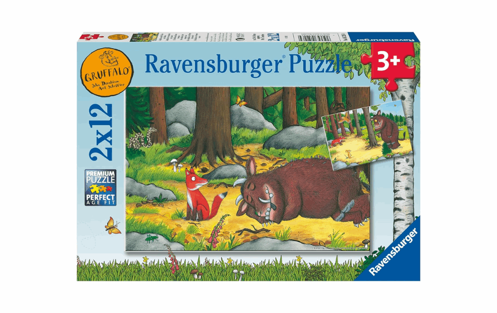 Ravensburger Gruffalo puzzle featuring forest animals in a colorful scene for children ages 3 and up