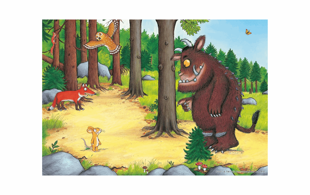 Ravensburger Gruffalo puzzle featuring colorful characters and a forest scene for engaging playtime.