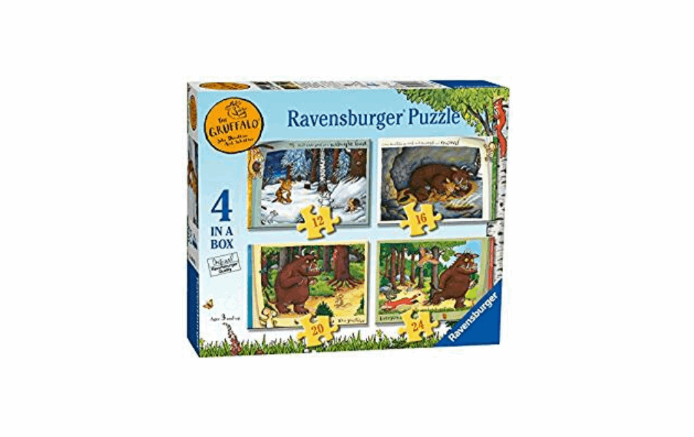 Ravensburger children's Gruffalo puzzle set for kids with four different illustrated puzzles in a box