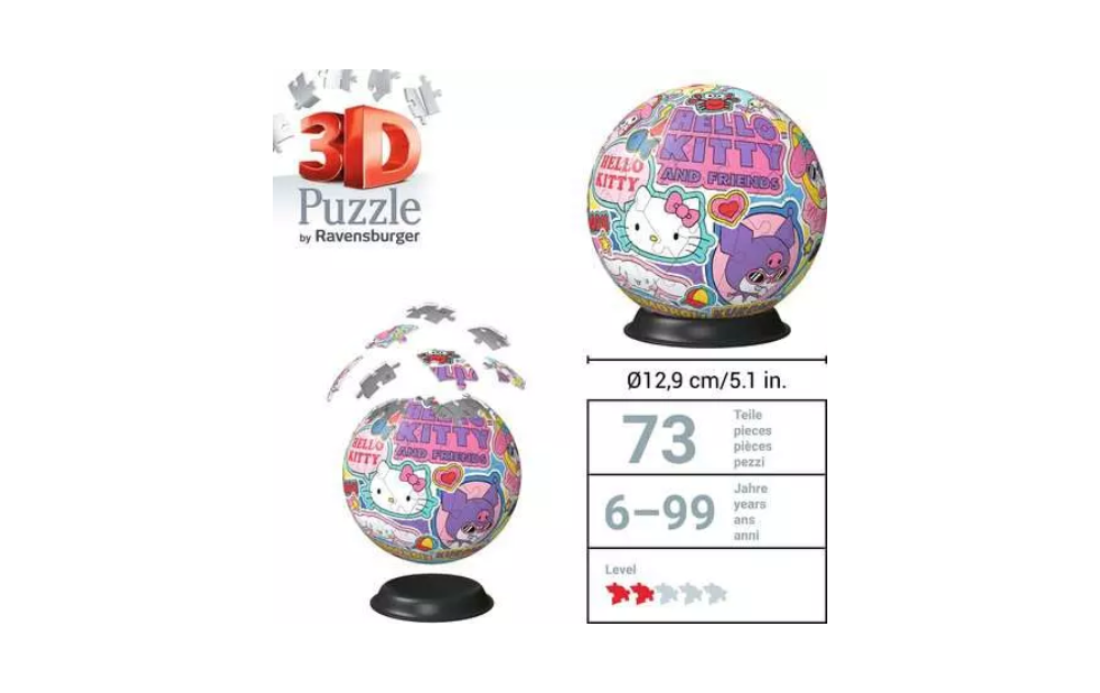 Ravensburger Hello Kitty 3D jigsaw puzzle featuring 73 vibrant pieces for ages 6 to 99