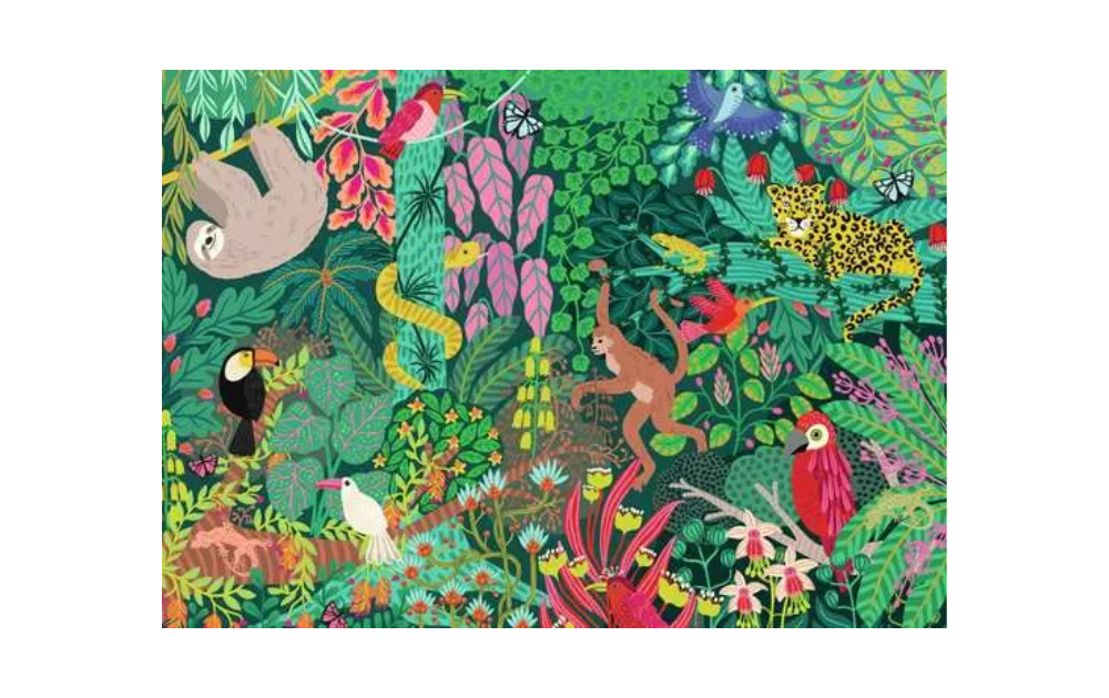 Magical Rain Forest 1000 Piece Jigsaw Puzzle by Ravensburger featuring vibrant flora and fauna
