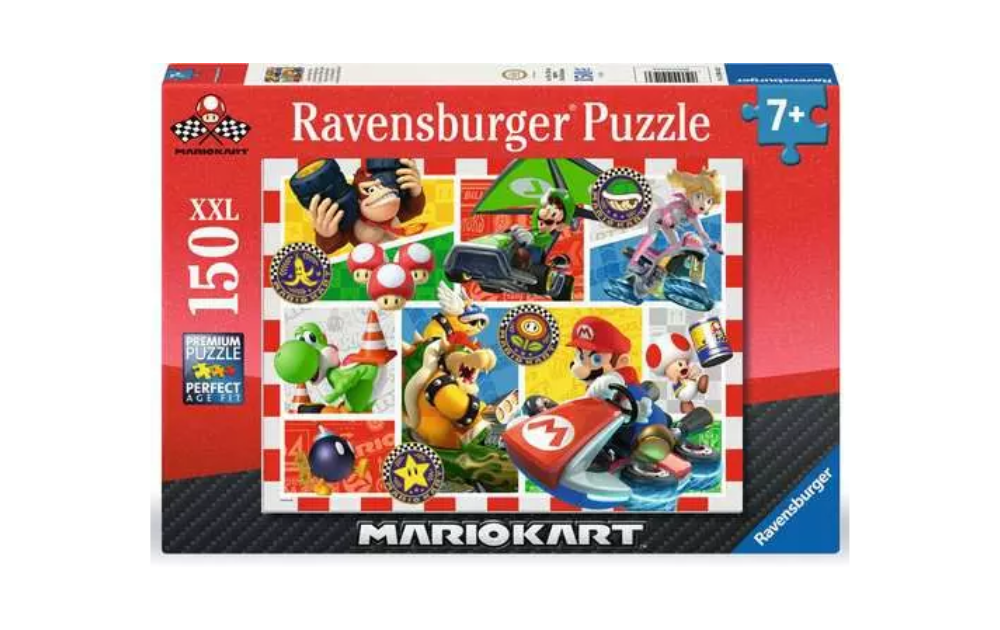 Ravensburger Childrens Mario Kart jigsaw puzzle box showing colourful characters 150 XXL pieces