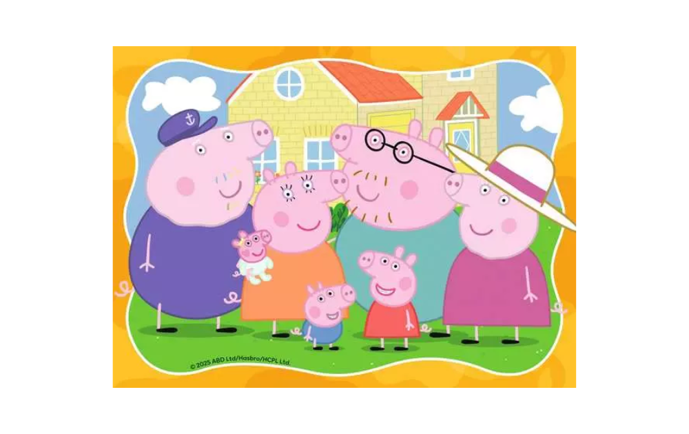 Ravensburger Peppa Pig puzzles for kids featuring Peppa and family enjoying a sunny day outdoors
