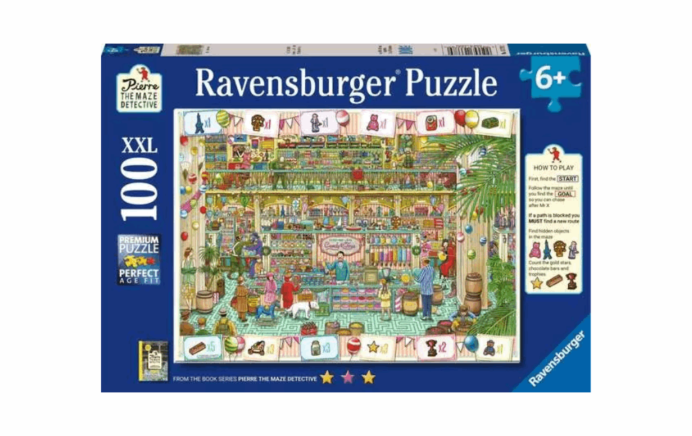 Ravensburger Pierre the Maze Detective Puzzle box featuring colorful, detailed illustration for children aged 6 and up