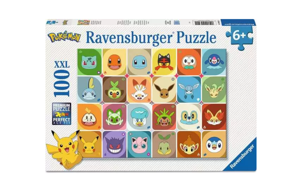 Pokemon Faces 100XXL Piece Jigsaw Puzzle by Ravensburger featuring various Pokémon characters