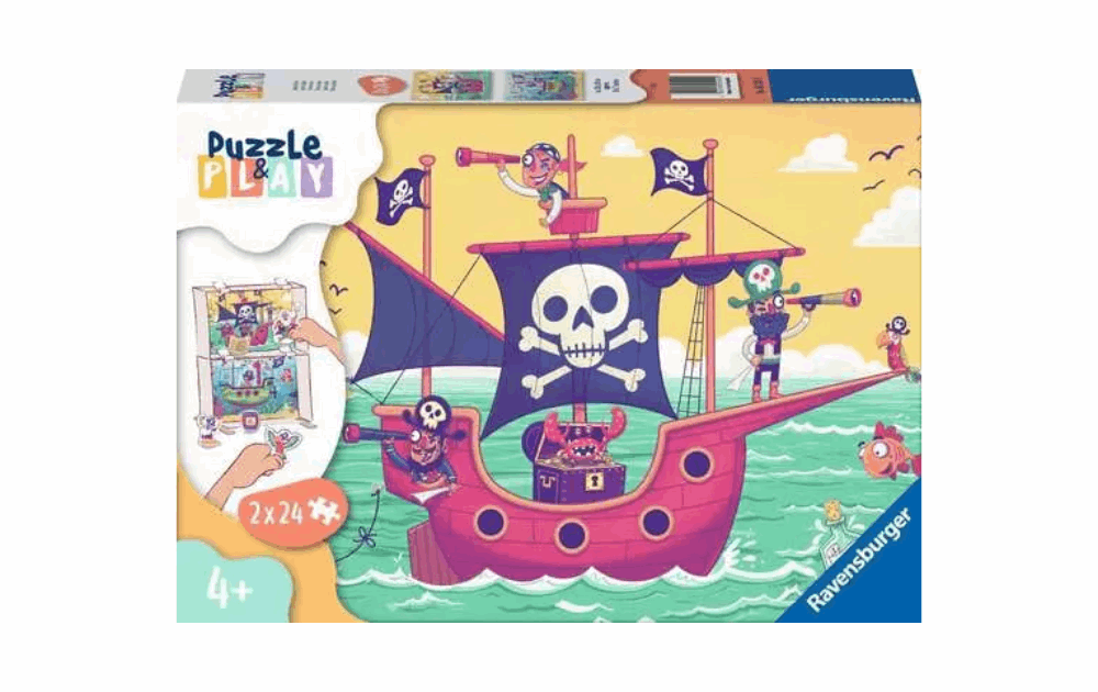 Ravensburger Children's Jigsaw Puzzle & Play Land for kids featuring a pirate ship with fun characters