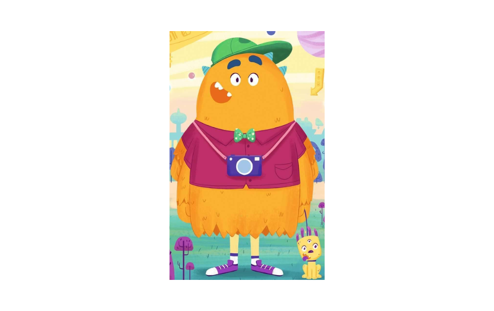 Ravensburger Mix up Monsters puzzle featuring a colorful cartoon monster wearing a cap and holding a camera