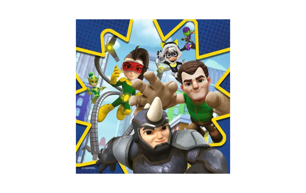 Ravensburger Spidey's Adventures 3 x 49 Jigsaw Puzzles featuring superhero characters in action