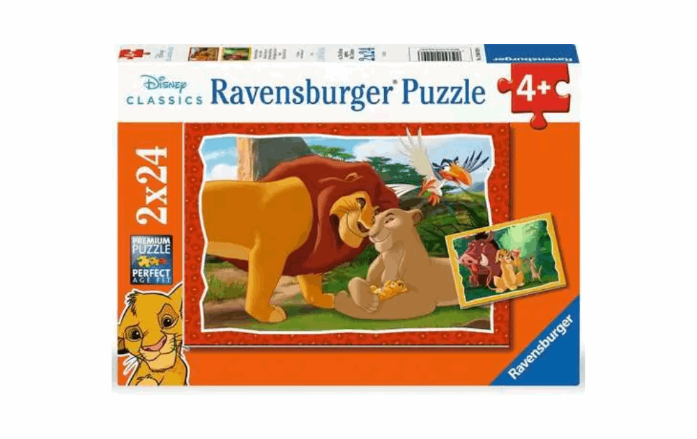 The Lion King jigsaw puzzles set featuring two 24-piece puzzles ideal for children aged 4 and up