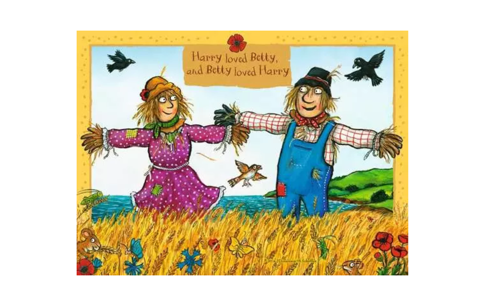 Ravensburger Children's The Scarecrows Wedding 4 in a box Jigsaw Puzzle featuring Harry and Betty in a wheat field