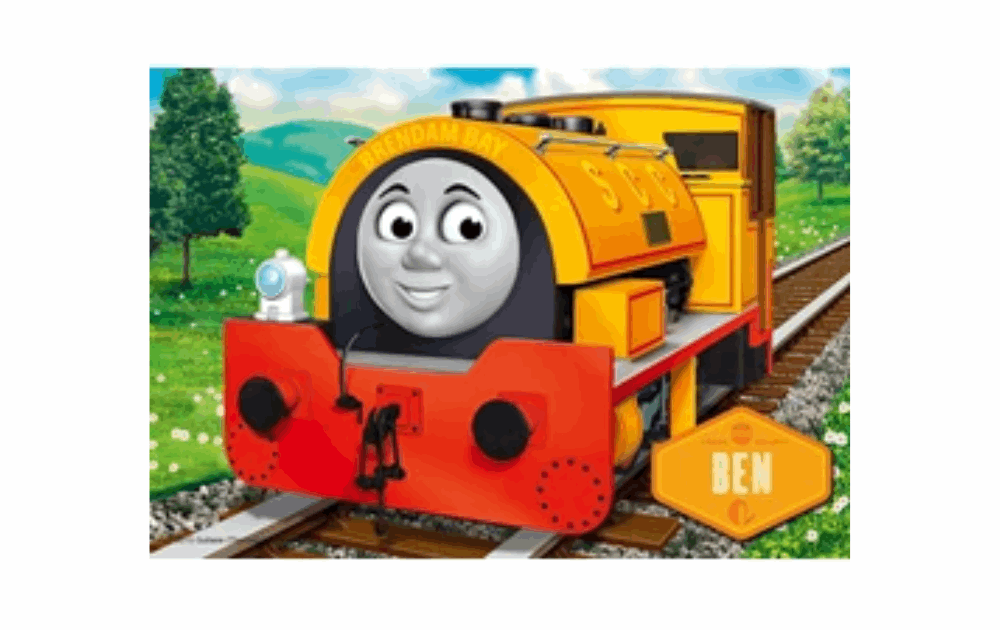 Ravensburger Thomas & Friends jigsaw puzzles featuring Ben the train in a colorful landscape