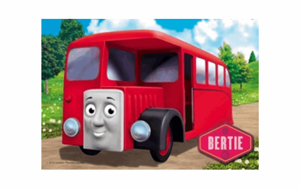Ravensburger Children's Thomas & Friends jigsaw puzzles featuring Bertie the Bus in a colorful landscape
