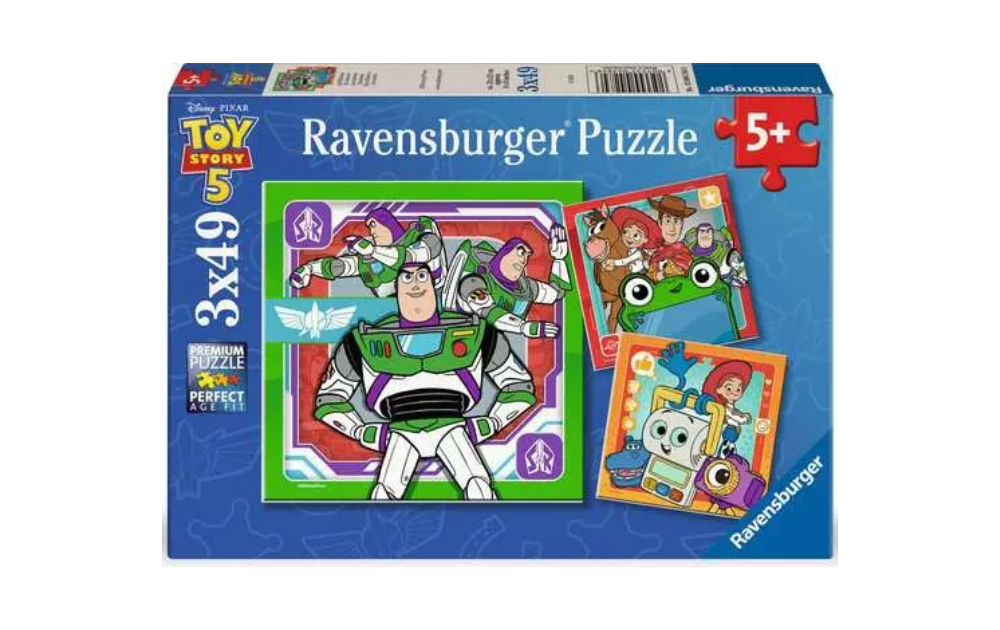 Toy Story 5 3 x 49 Piece Jigsaw Puzzles by Ravensburger featuring Buzz Lightyear and friends