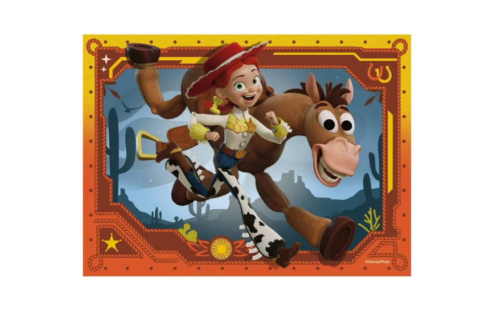 Toy Story 5 4 in a box (12, 16, 20, 24 pieces) Jigsaw Puzzle by Ravensburger featuring Jessie and Bullseye