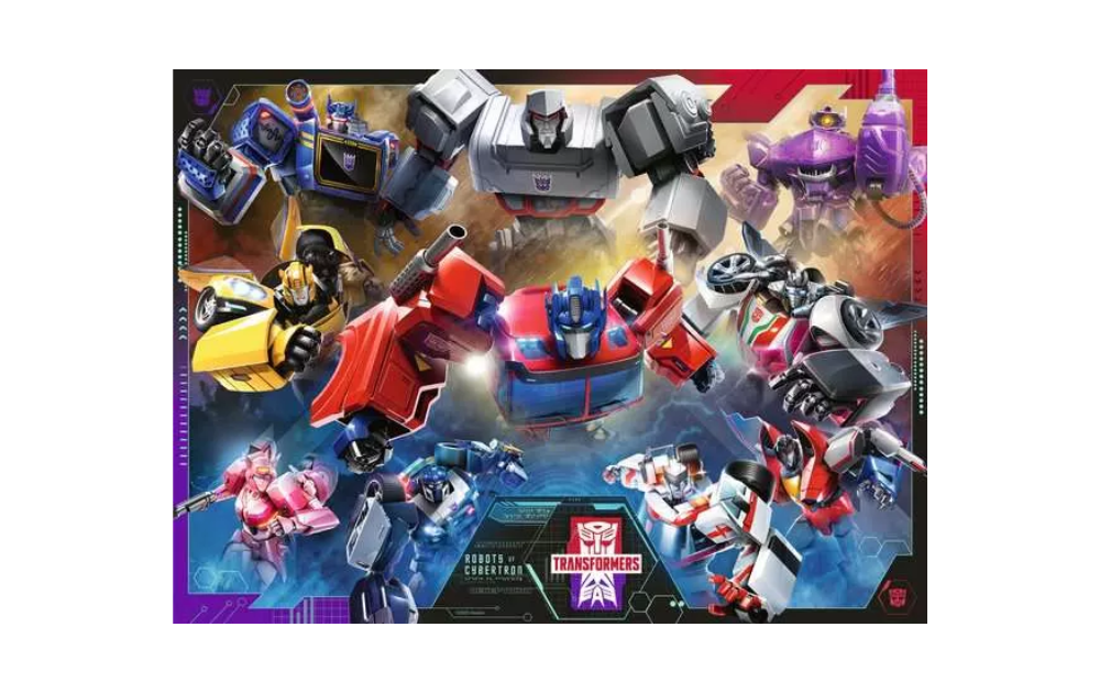 Ravensburger Transformers jigsaw puzzle 100XXL pieces featuring iconic characters in vibrant colours