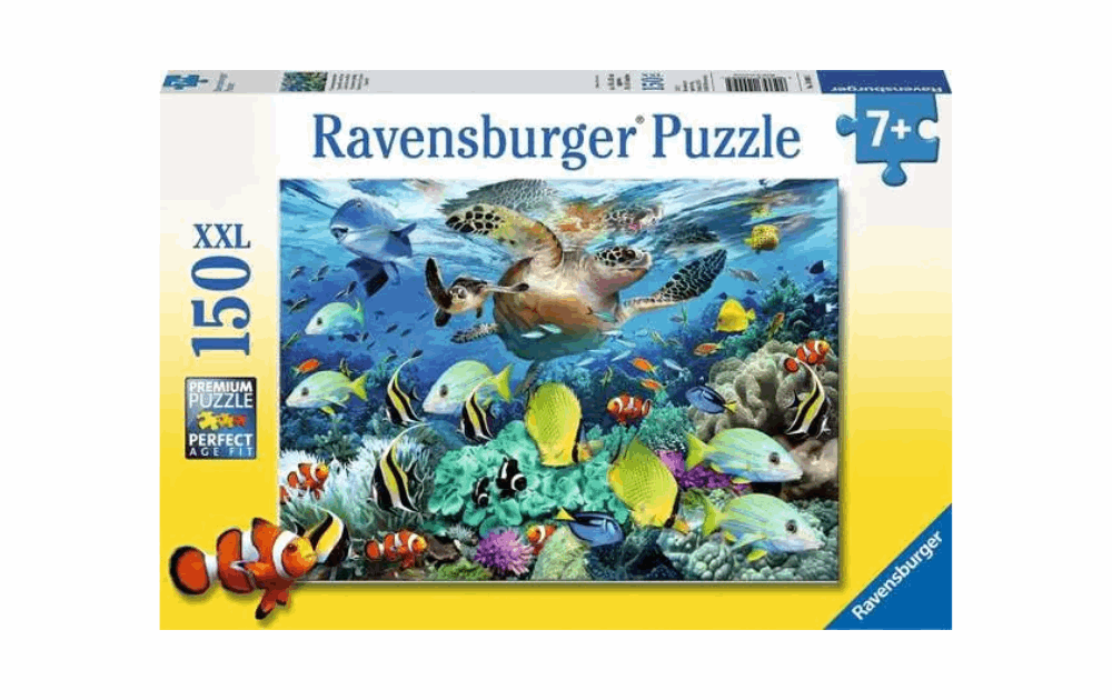 Ravensburger Underwater Paradise puzzle featuring colorful fish and sea turtles for kids aged 7 and up
