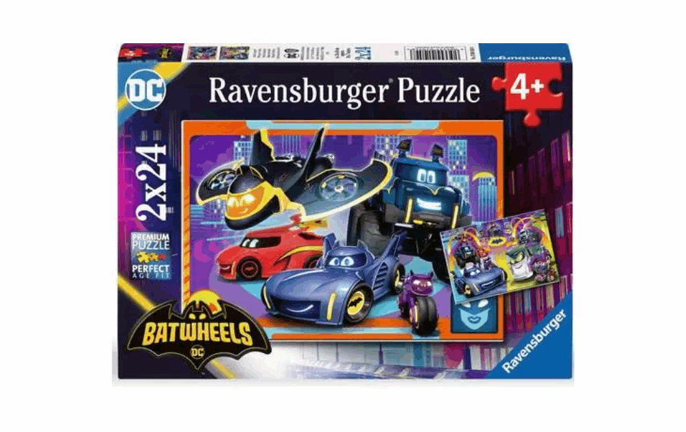 Ravensburger Batwheels jigsaw featuring 2 x 24 piece puzzles for children aged 4 and up with colorful characters