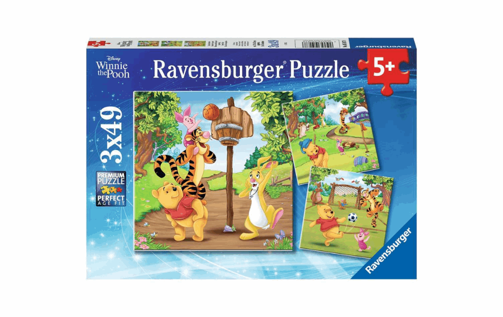 Ravensburger Children's Winnie the Pooh puzzle set featuring three fun images for kids aged 5 and up