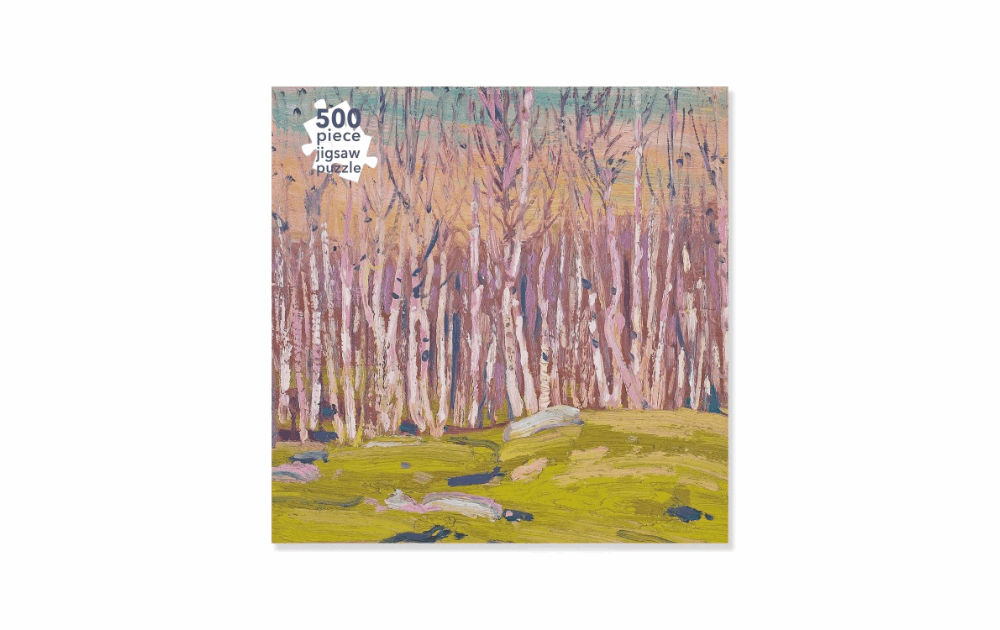 Flametree Silver Birches puzzle 500 piece featuring colorful birch trees and vibrant scenery