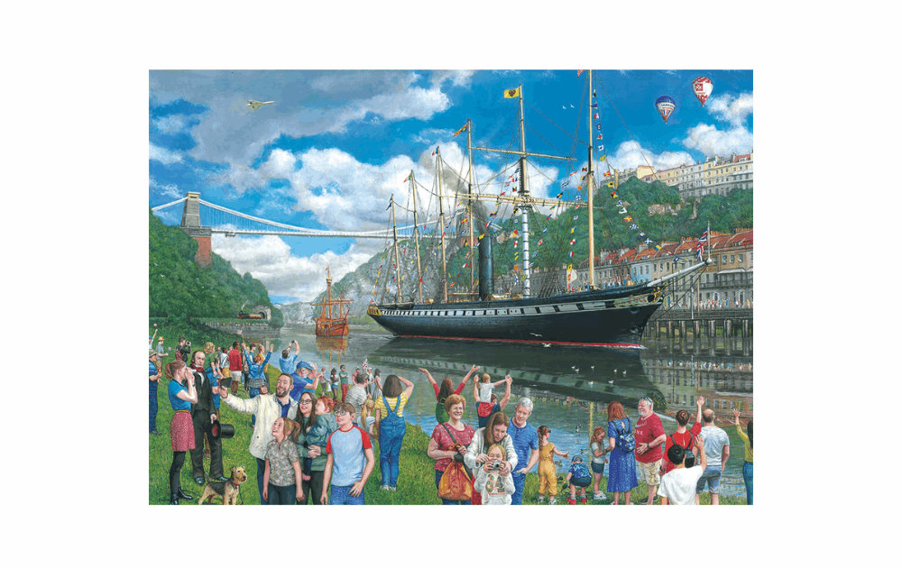 SS Great Britain puzzle 1000 pieces featuring a vibrant scene of the historic ship and joyful crowd