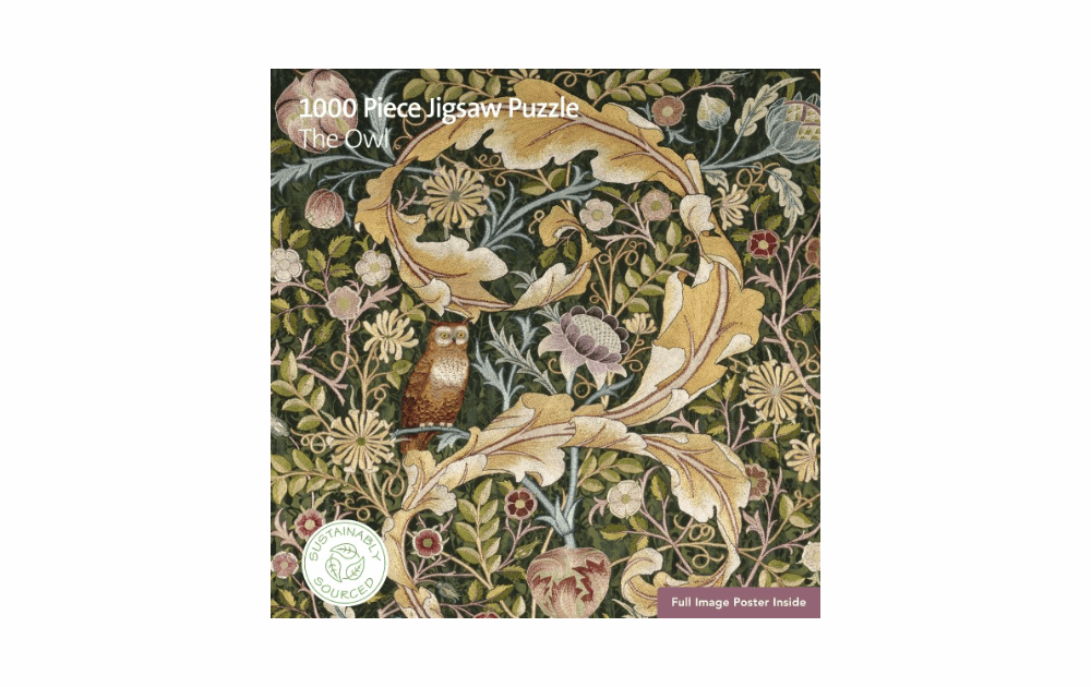 Flametree 1000 Piece Jigsaw Puzzle featuring a beautifully illustrated sustainably sourced owl jigsaw puzzle