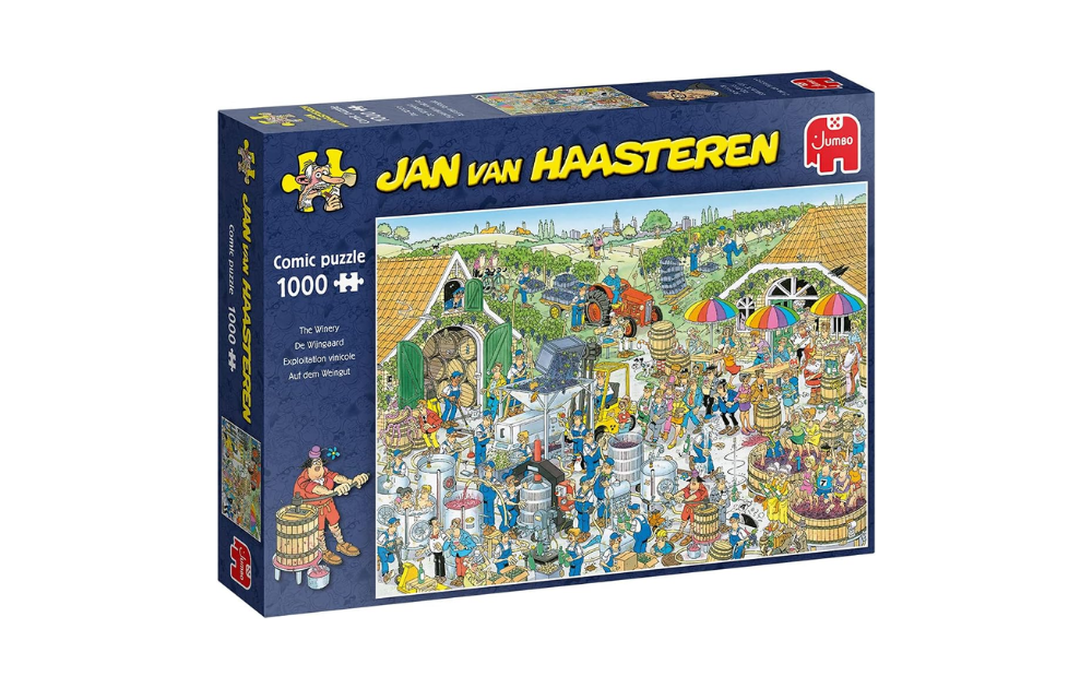 The Winery Jan van Haasteren puzzle, 1000 pieces, featuring vibrant comic artwork by Jan van Haasteren