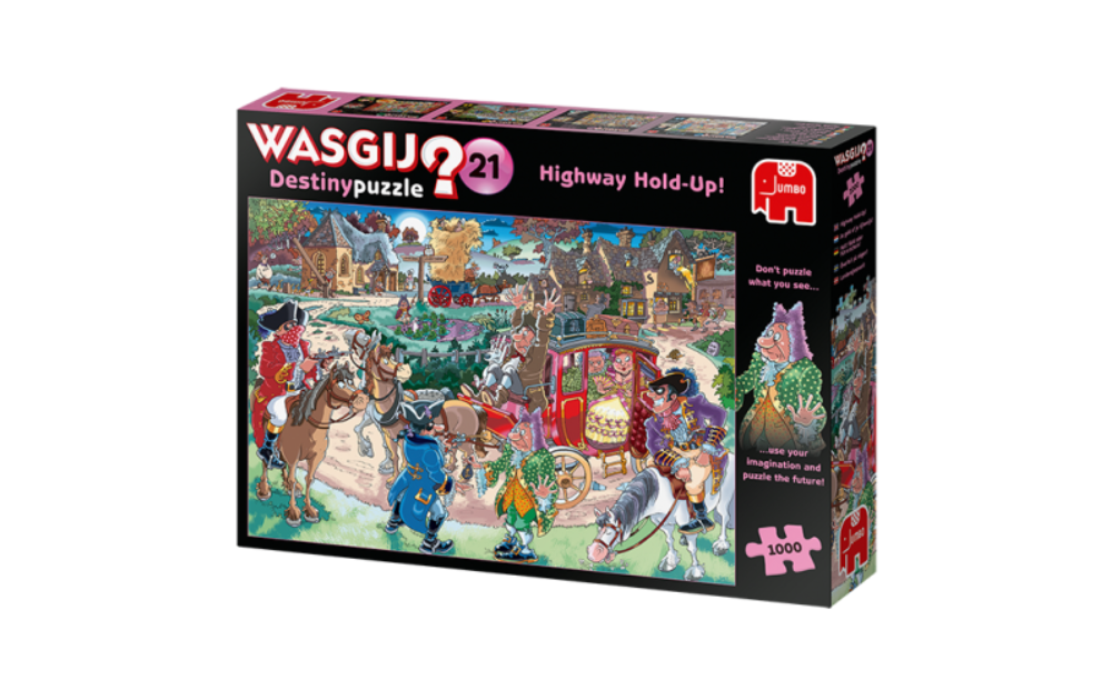 Wasgij Destiny 21 puzzle featuring a colorful highway scene with characters and vehicles in motion