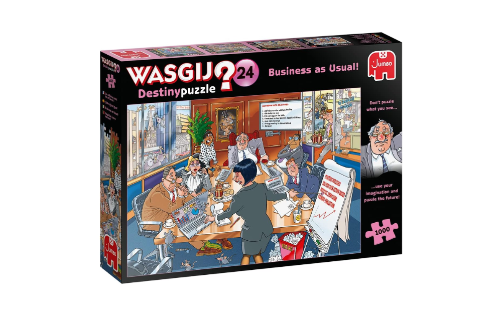 Wasgij Destiny 24 puzzles featuring a humorous boardroom scene in a 1000 piece jigsaw by Jumbo