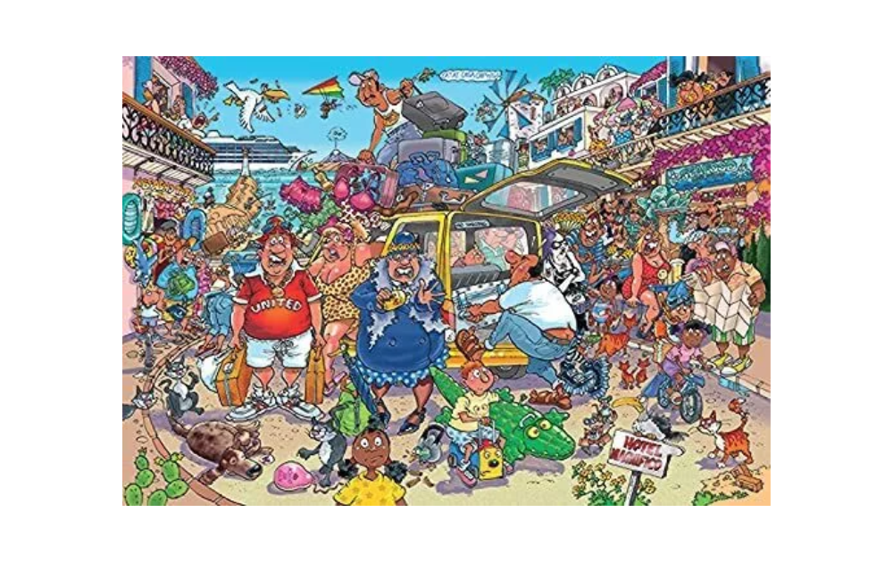 Wasgij Original 37 puzzle showing a vibrant holiday scene filled with humorous characters and details