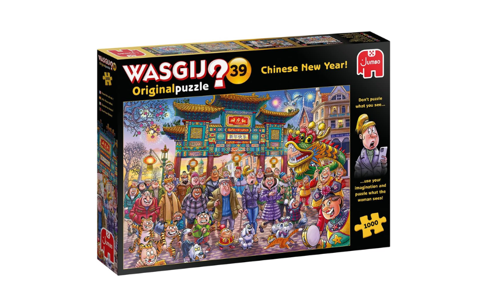 Wasgij Original 39 puzzle featuring a lively Chinese New Year celebration in a bustling scene