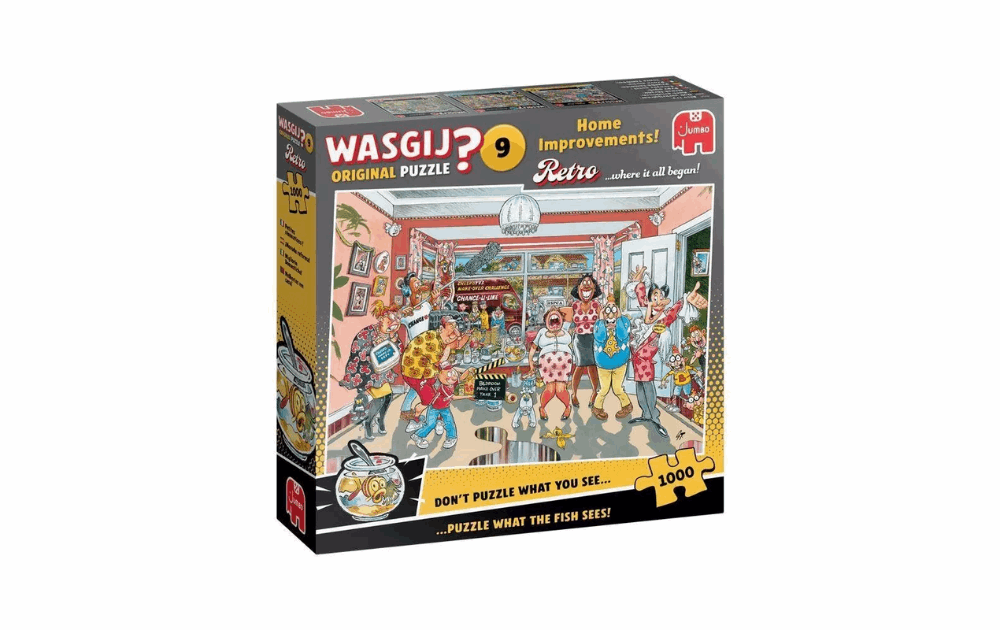 Wasgij Original 9 puzzle with colorful home improvement scene featuring quirky characters and 1000 pieces
