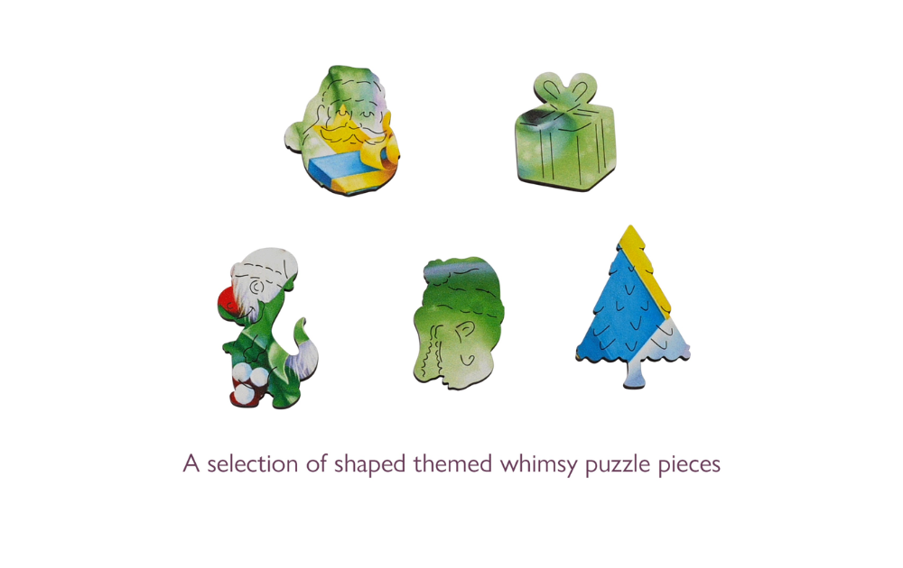 Unique shaped pieces from the 15 piece dinosaur jigsaw puzzle by Wentworth featuring a whimsical design