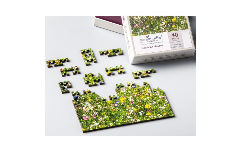 40 piece Wentworth jigsaw puzzle featuring a colourful meadow scene with vibrant flowers and greenery