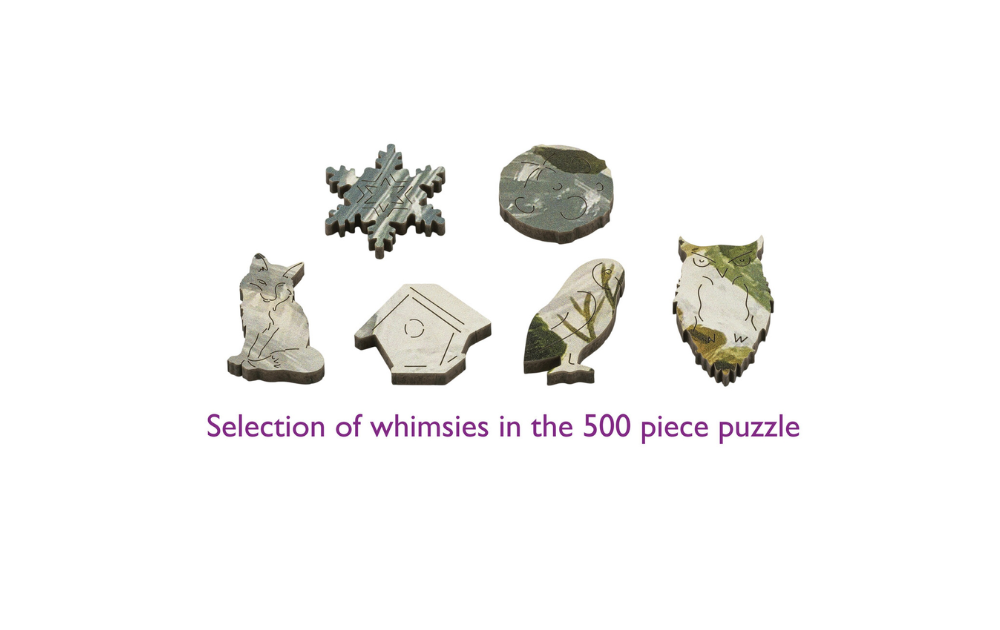Unique whimsy pieces from the 500 piece countryside jigsaw puzzle by Wentworth, showcasing intricate designs