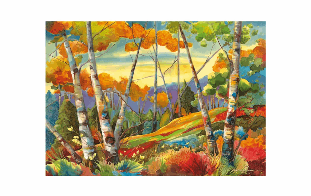 Vibrant autumn landscape featuring trees and colorful foliage in a 500 piece Wentworth puzzle