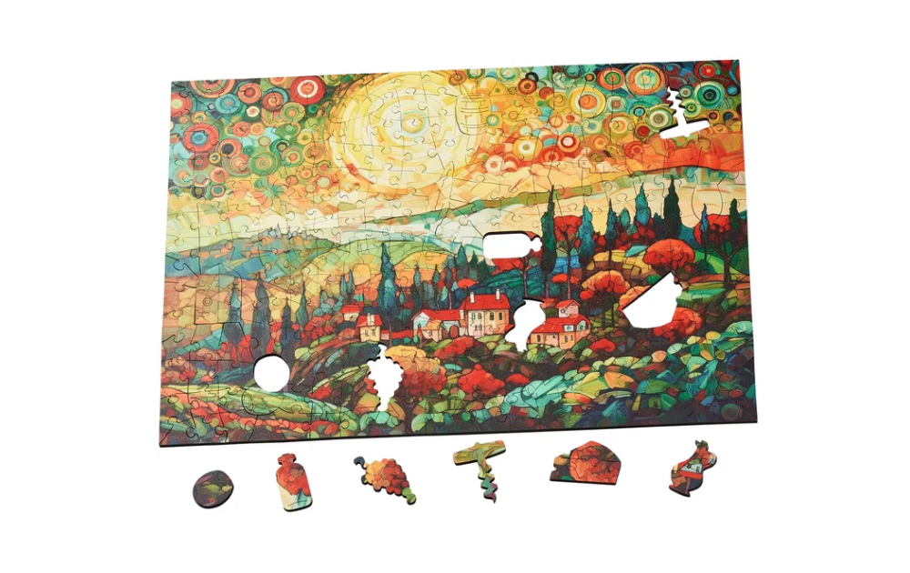 Wentworth Autumn Evenings jigsaw featuring colourful autumn countryside landscape with unique shaped pieces