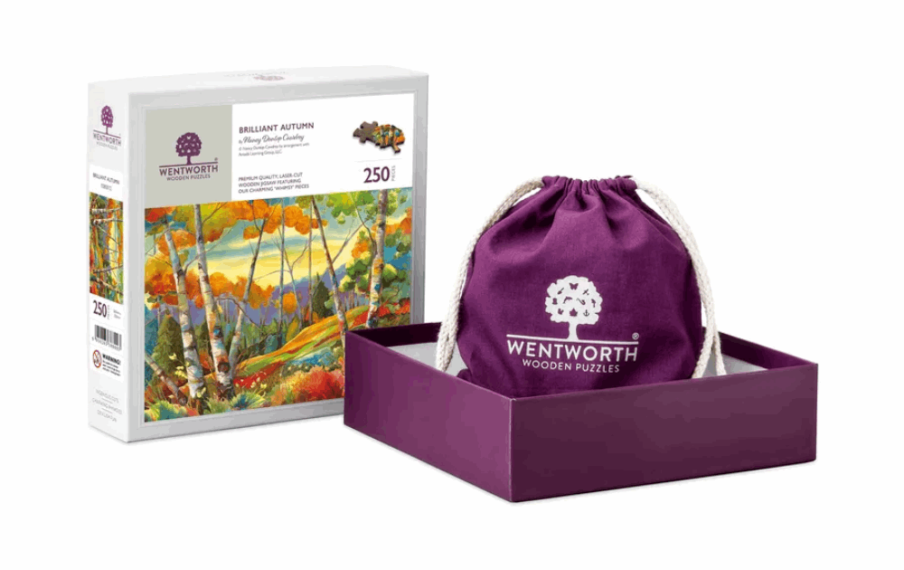 Wentworth autumn jigsaw puzzle 250 pieces featuring a colorful forest scene in vibrant autumn hues