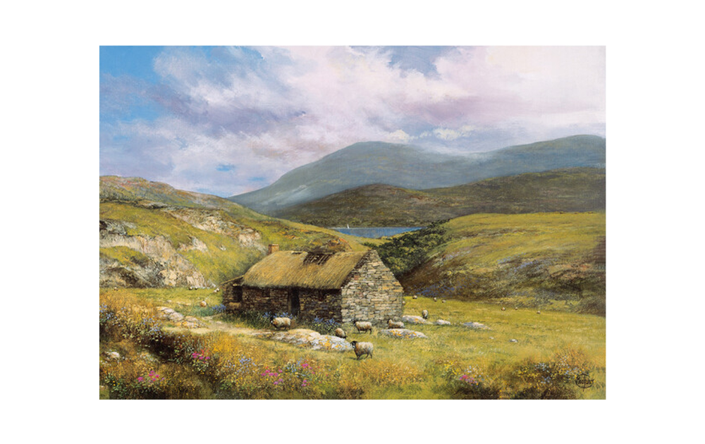 Cottage Near Conor Pass puzzle with 250 pieces featuring a scenic stone cottage landscape by Wentworth