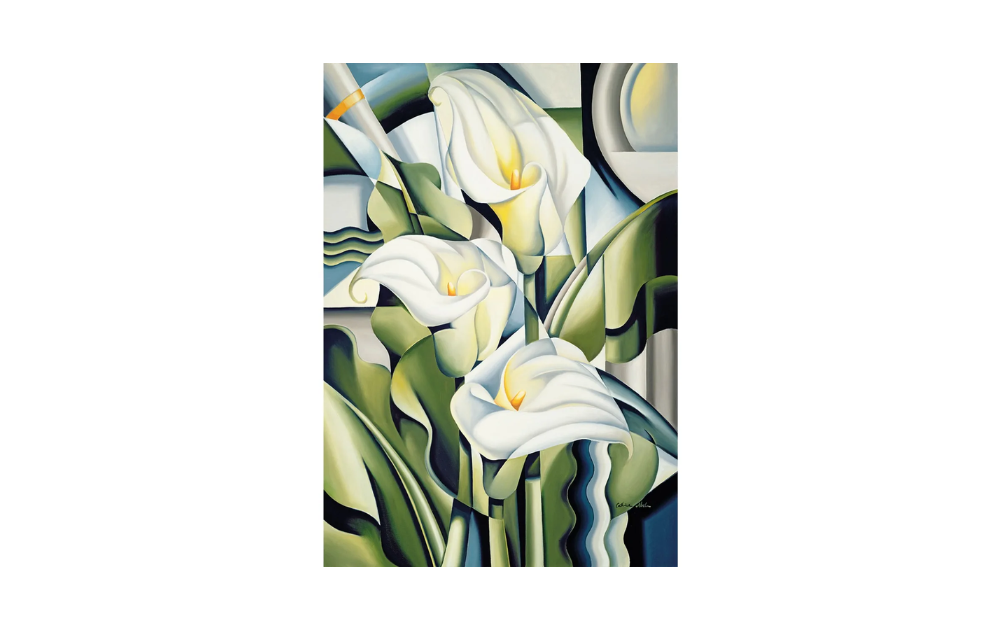 Wentworth Cubist Lilies 500 Piece Jigsaw Puzzle featuring elegant stylised white lilies
