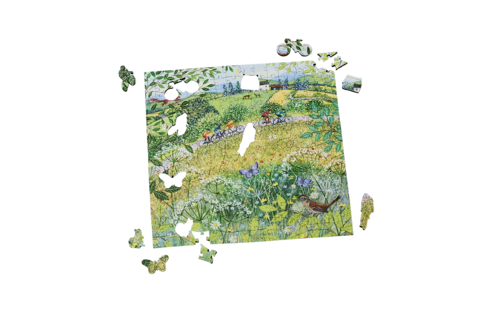 Japanese Maple, Ramster Gardens, Surrey 250 Piece Wentworth Wooden Jigsaw Puzzle nearly completed with vibrant landscape