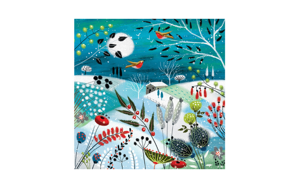 Midwinter 500 piece wooden jigsaw puzzle by Wentworth featuring a colorful winter landscape