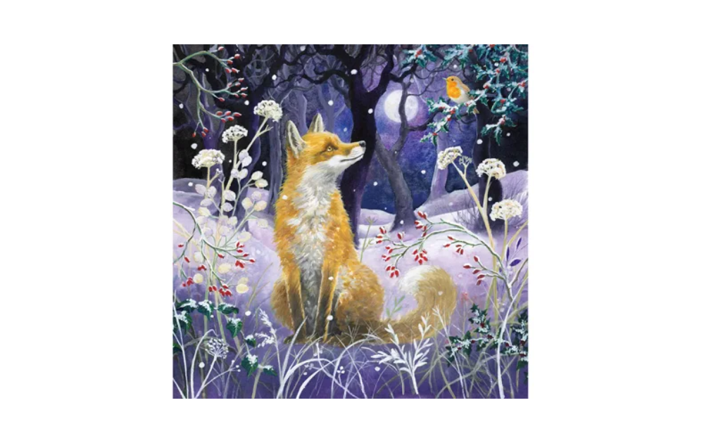 Wentworth Moonlit Fox 240 Piece Wooden Jigsaw Puzzle featuring a fox in a serene moonlit forest setting