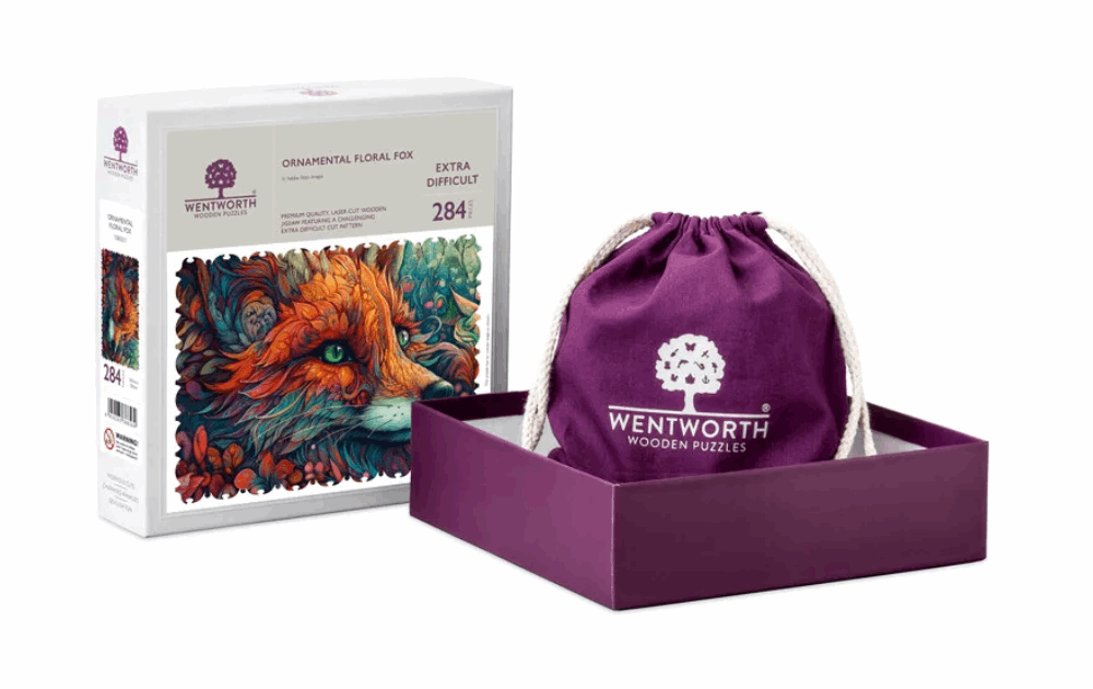 Wentworth ornamental floral fox puzzle with 284 pieces and a stylish storage bag included