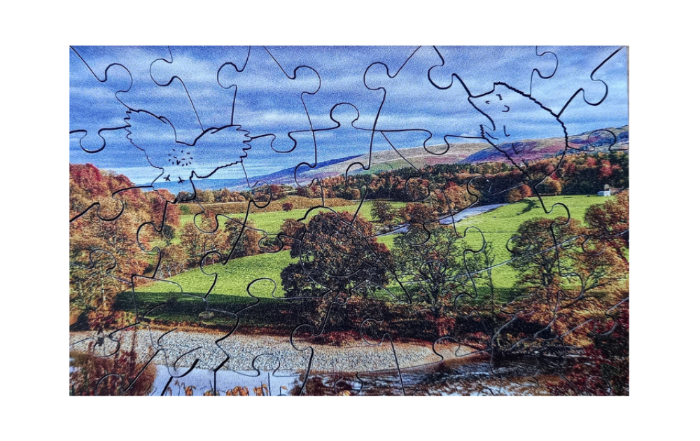 Wentworth puzzles Autumn Landscape featuring a serene river and autumn trees in Kirkby Lonsdale