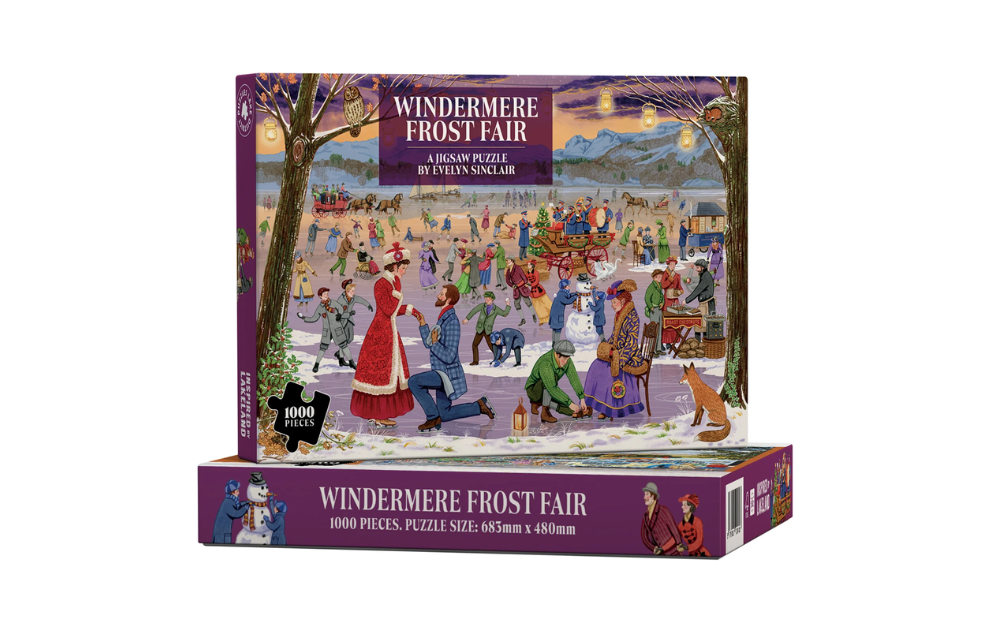 Windermere Frost Fair jigsaw puzzle featuring a vibrant winter scene with people and activities