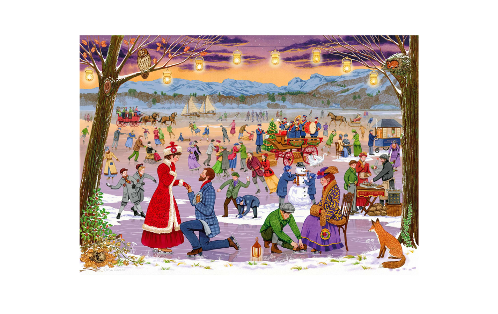 Windermere Frost Fair jigsaw puzzle featuring a festive winter scene with people enjoying activities on ice